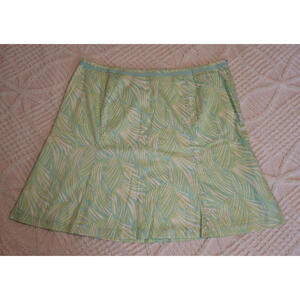Talbot's Women's Size 22W Petite Blue & Green A-Line Skirt Lined Side Zip Cotton